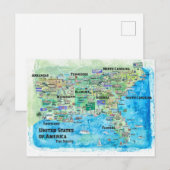 VS Southern States Travel Map Louisiana Briefkaart (Voorkant / Achterkant)