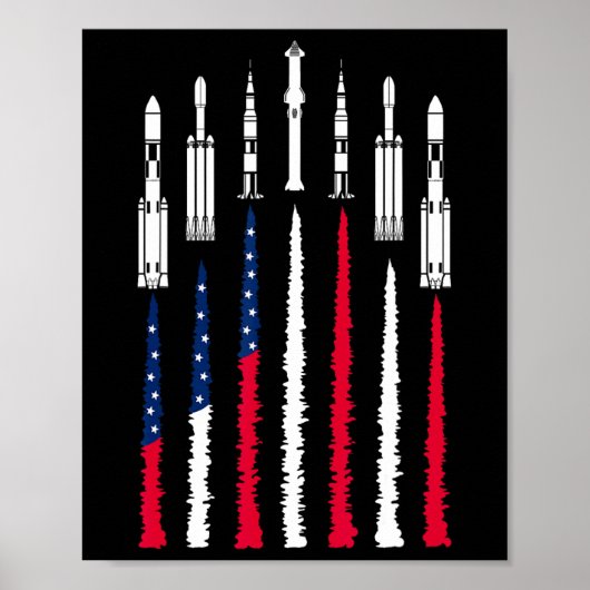 VS Space Rockets 4th of July Mannen Vrouwen Kinder Poster (Voorkant)