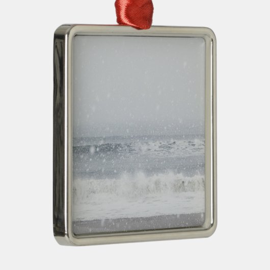 VS, staat New York, Rockaway Beach, sneeuwstorm Metalen Ornament (Rechts)