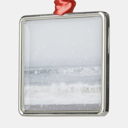VS, staat New York, Rockaway Beach, sneeuwstorm Metalen Ornament (Links)