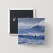 VS, staat Washington, La Push. Man kayak Vierkante Button 5,1 Cm (Voorkant /achterkant)