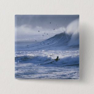 VS, staat Washington, La Push. Man kayak Vierkante Button 5,1 Cm