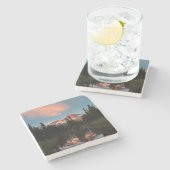 VS, staat Washington. Mt. Rainier Reflected Stenen Onderzetter (Zijkant)