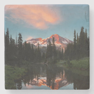 VS, staat Washington. Mt. Rainier weerspiegeld Stenen Onderzetter