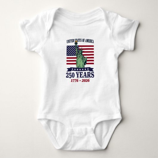 VS Standbeeld van de Vrijheid 250 Jaar 1776-2026 Romper (Voorkant)