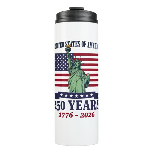 VS Standbeeld van de Vrijheid 250 Jaar 1776-2026 Thermosbeker (Voorkant)