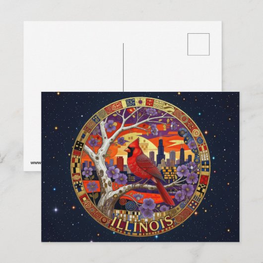 VS Symbolen van de staat Illinois Briefkaart (Voorkant / Achterkant)