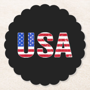VS T-shirt Patriotische Amerikaanse Vlag Mannen Vr Kartonnen Onderzetters