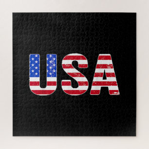 VS T-shirt Patriotische Amerikaanse Vlag Mannen Vr Legpuzzel