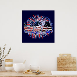 VS tekst vlag glinstert vuurwerk Gelukkige 4 juli Poster