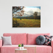 VS, Tennessee. Paarden in de Cades Cove Valley Canvas Afdruk (Insitu (Woonkamer))