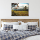 VS, Tennessee. Paarden in de Cades Cove Valley Canvas Afdruk (Insitu (Slaapkamer))