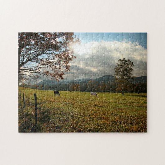 VS, Tennessee. Paarden in de Cades Cove Valley Legpuzzel (Horizontaal)