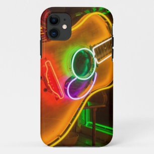 VS, Texas, Austin. Neon Gitaar Bij Chantage iPhone 11 Hoesje