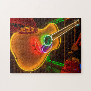 VS, Texas, Austin. Neon Gitaar Bij Chantage Legpuzzel