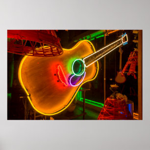VS, Texas, Austin. Neon Gitaar Bij Chantage Poster