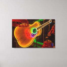 VS, Texas, Austin. Neon Guitar bij Blackmail Canvas Afdruk