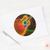 VS, Texas, Austin. Neon Guitar bij Blackmail Ronde Sticker (Envelop)
