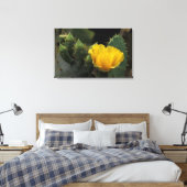 VS, Texas, bloeiende schijfcactus. Canvas Afdruk (Insitu (Slaapkamer))