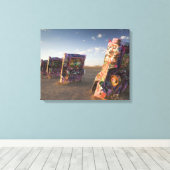 VS, TEXAS, Panhandle gebied, Amarillo: Cadillac 2 Canvas Afdruk (Insitu (Houten vloer))