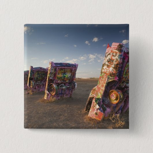 VS, TEXAS, Panhandle gebied, Amarillo: Cadillac 2 Vierkante Button 5,1 Cm (Voorkant)