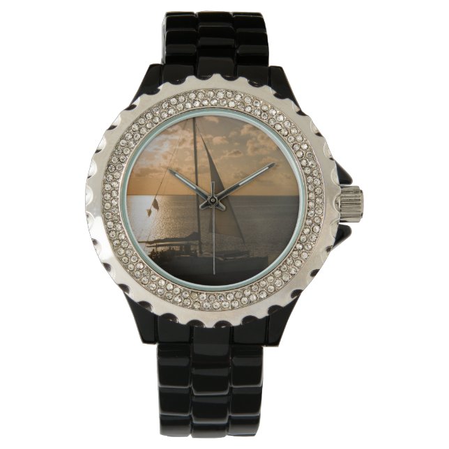 VS, Texas, South Padre Island. Zeilboot Horloge (Voorkant)