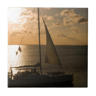 VS, Texas, South Padre Island. Zeilboot Tegeltje