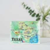 VS Texas Travel Map met hooglichten Briefkaart (Staand voorkant)