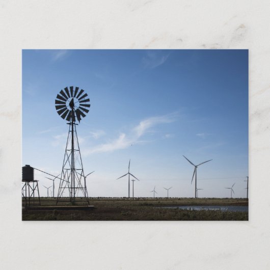 VS, Texas, Vega, oude windmolen van ranch en water Briefkaart (Voorkant)