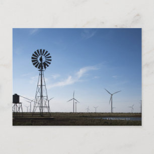 VS, Texas, Vega, oude windmolen van ranch en water Briefkaart