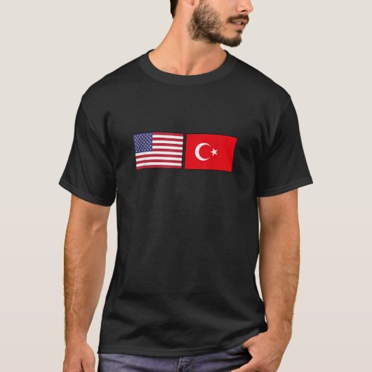 VS Turkije Vlag Turks-Amerikaans T-Shirt (Voorkant)