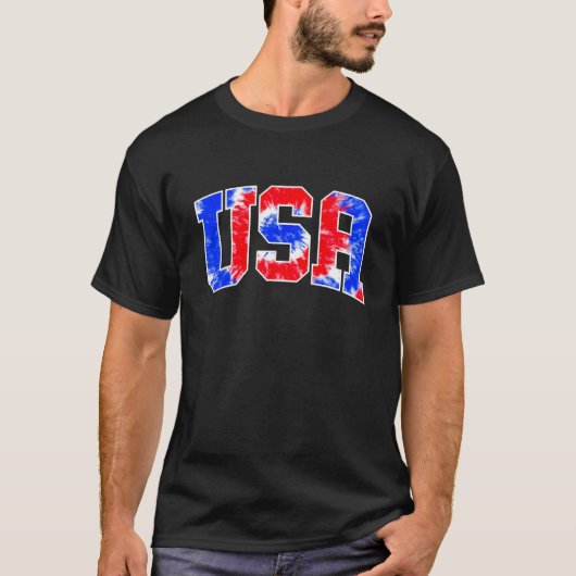 VS Tye-Dye Patriottisch Rood Wit Blauw 4 Juli M T-shirt (Voorkant)