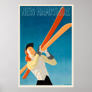 VS USA New Hampshire Vintage Ski-poster - Ingelijs Poster