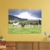 VS, Utah, paarden op ranch Canvas Afdruk (Insitu (Woonkamer))