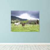 VS, Utah, paarden op ranch Canvas Afdruk (Insitu (Houten vloer))