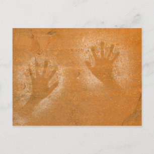 VS, Utah, Pictogram handafdrukken op zandsteen, Briefkaart