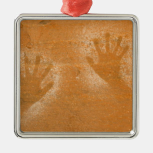 VS, Utah, Pictogram handafdrukken op zandsteen, Metalen Ornament