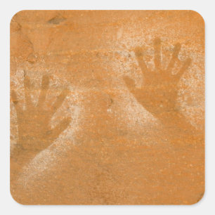 VS, Utah, Pictogram handafdrukken op zandsteen, Vierkante Sticker