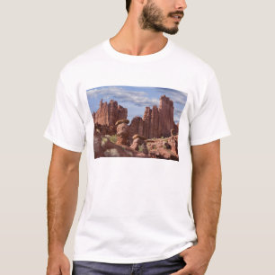 VS, Utah. Uitzicht op Fisher Towers. Credit als: D T-shirt