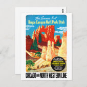 VS Utah Vintage Travel Poster teruggezet Briefkaart (Voorkant / Achterkant)