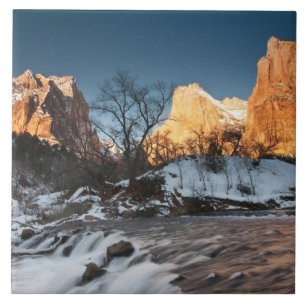 VS, Utah, Zion National Park. Bergzonsondergang Tegeltje