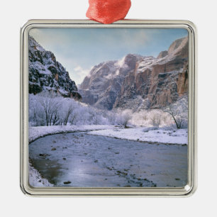 VS, Utah, Zion NP. Nieuwe sneeuw bedekt het canyon Metalen Ornament