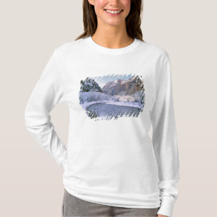VS, Utah, Zion NP. Nieuwe sneeuw bedekt het canyon T-shirt