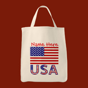 VS Verenigde Staten Amerika Rood Gepersonaliseerd  Tote Bag