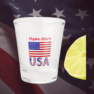 VS Verenigde Staten Amerika Vlag Rood Personalisat Shot Glas