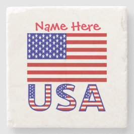 VS Verenigde Staten Amerika Vlag Rood Personalisat Stenen Onderzetter