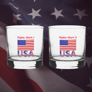 VS Verenigde Staten Amerika Vlag Rood Personalisee Whisky Glas