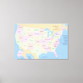 VS Verenigde Staten Kaart 60x40 inch Canvas Afdruk (Voorkant)