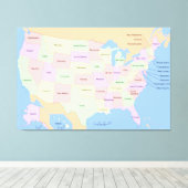 VS Verenigde Staten Kaart 60x40 inch Canvas Afdruk (Insitu (Houten vloer))