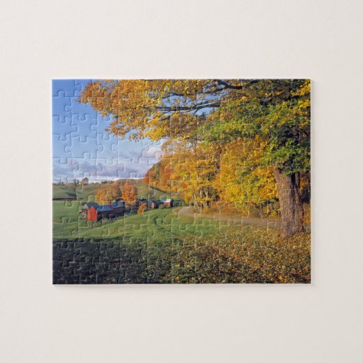VS, Vermont, Boerderij Jenne. Herfst komt naar Jen Legpuzzel (Horizontaal)
